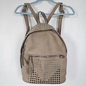 Carlos by Carlos Santana Studded Taupe‎ Faux Leather Backpack Purse Fashion Bag